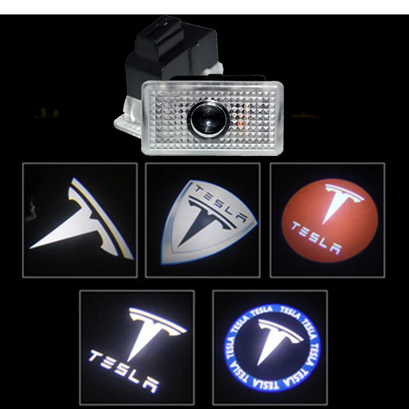  2Pcs For Tesla MODEL 3 S X Logo Projector LED Decorative Lamp Car Door Welcome Lights Shadow Light - 4000262256870
