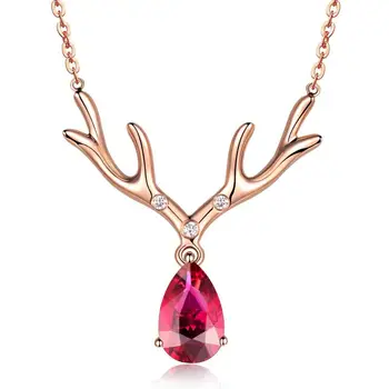 

2020 Christmas Reindeer Ruby Necklaces Girls Ladies Goth Halloween Necklace Wedding Accessories Party Choker Women's Neck Chain