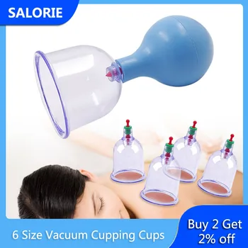 

6 Size Vacuum Cupping Cups Rubber Head Plastic Massage Chinese Therapy Face Cupping Set Cans Massage Anti Cellulite Health Care
