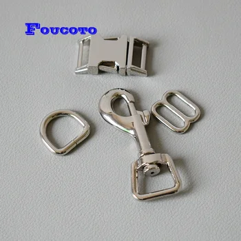

100 sets Metal hardware D rings clip belt loop adjuster release buckle 15mm for paracord dog cat collar DIY sewing accessories