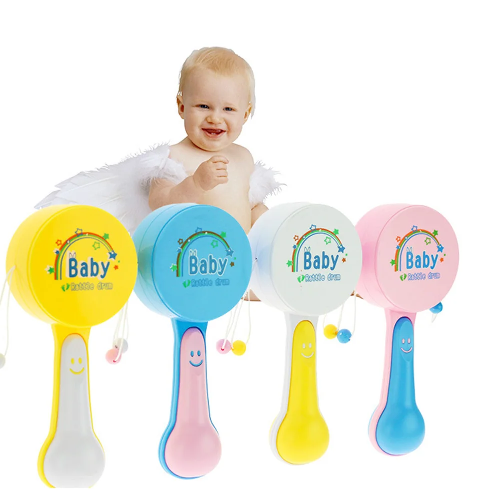 Baby Rattle Drum Toy Handheld Musical Rattle Drum Shaker Instrument Early Educational Toy 4