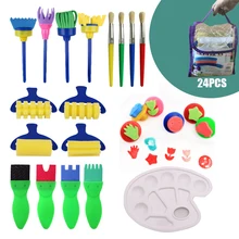 Горячая Распродажа, 24 шт., Детские губки, кисти для рисования, инструменты для рисования, для детей, для раннего рисования, Рукоделие, сделай сам