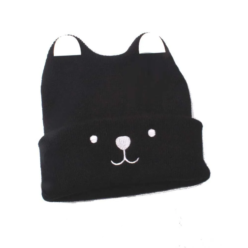 Beanies детская зимняя шапка Дети Девочки Мальчики Твердые крышки зимняя шапочка шапка мультфильм Медведь теплая вязаная крючком шапка бини шапки