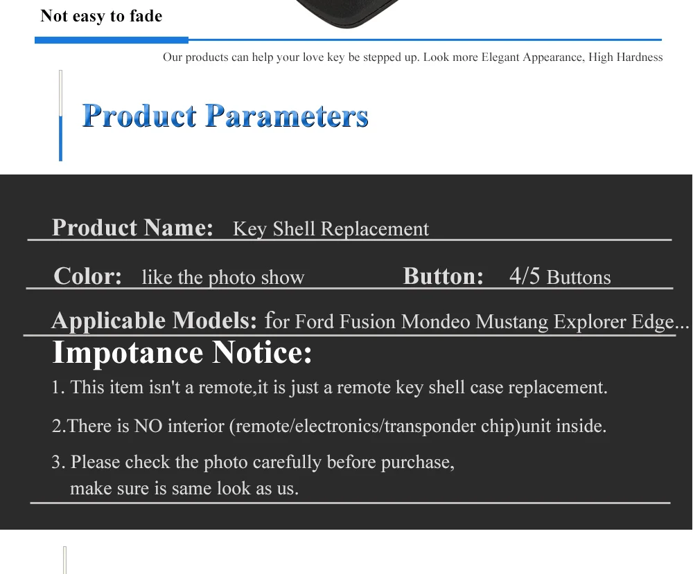Keyforkess caso chiave dell'automobile per Ford Ranger Fusion Mustang Raptor Explorer F-150 F250 F-350 4/5BTN copertura chiave a distanza Fob Shell - He57dc8bfcc184a73a7a3f5cafd4401c4g