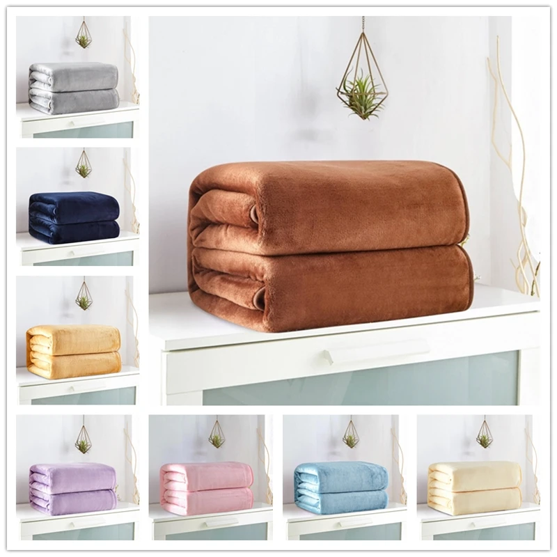 

Light Thin Mechanical Wash flannel Blanket Plaids super warm soft blankets throw on Sofa/Bed/ Travel patchwork solid Bedspread