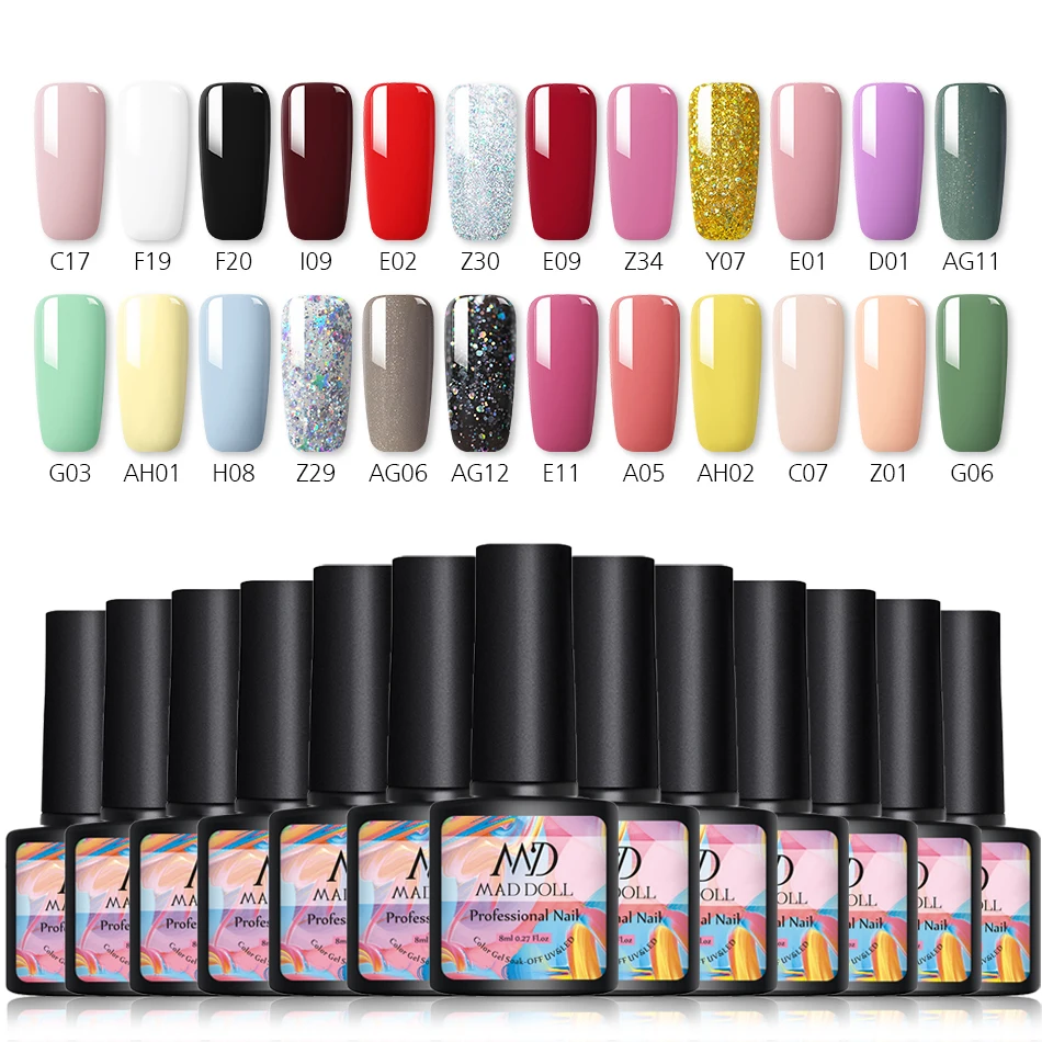 

8ml 24 Pcs/Set Nail Gel Polish Set Semi Permanent Soak Off Base Top Coat For Hybrid Varnishes Christmas Nail Art