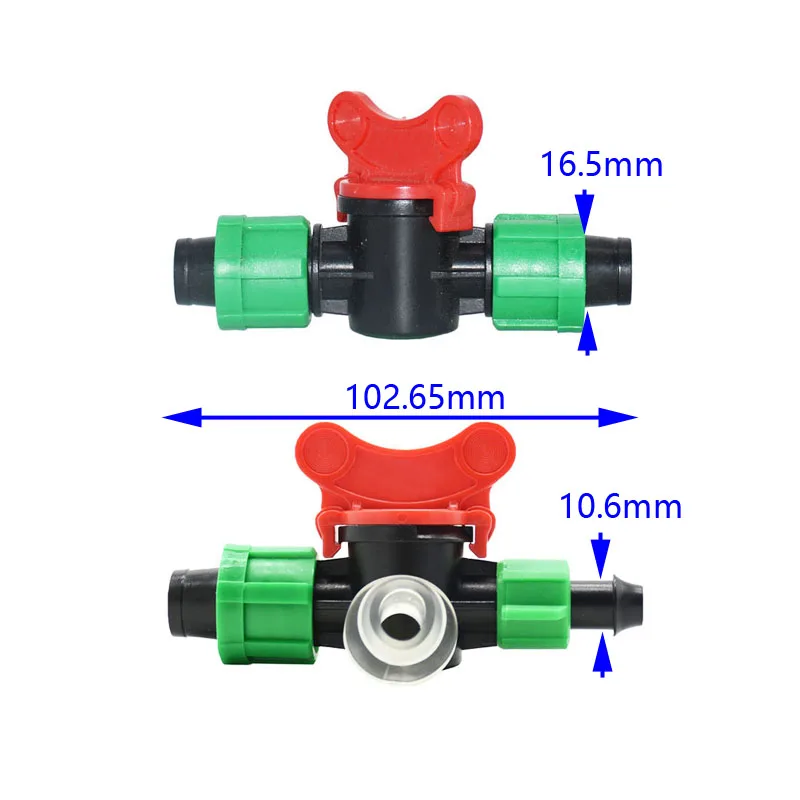 10 мм до 16 мм капельная лента кран разъем блокировка гайка орошения водяной клапан шланг ремонт 2-way садовый кран теплица для орошения 1 шт