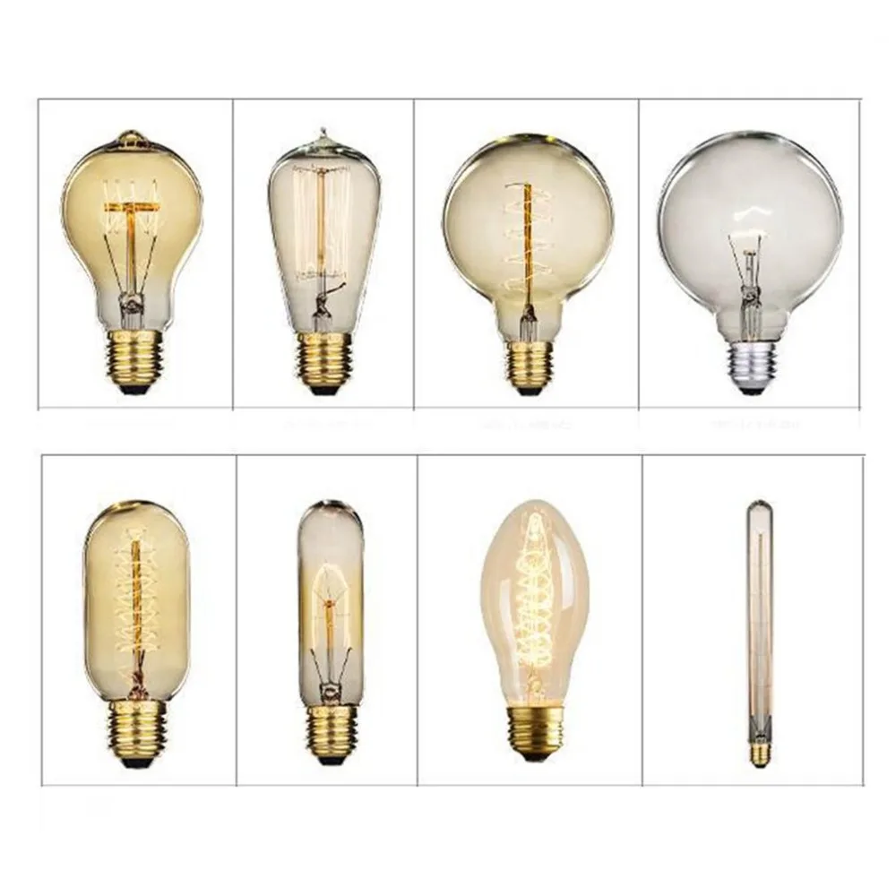 E27 Bright LED Light Bulb Industrial Style 40W Filament Light Bulb Pendant Lamp Warm Yellow Light Indoor Home Decor Lamp T45