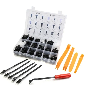 

445 Pcs Car Body Plastic Push Pin Rivet Fasteners Trim Moulding Clip Screwdriver Audio Removal Installer Pry Repair Tool