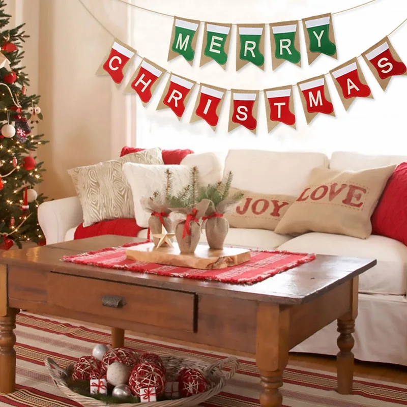 FENGRISE Red Christmas Banner Merry Christmas Decorations For Home Ornaments Christmas Xmas Cristmas Decor Navidad Noel