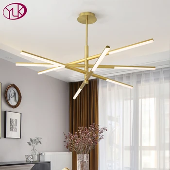 

New modern brushed copper ceiling chandelier lighting for living dining room home decor hanging lamp bedroom led light fixtures