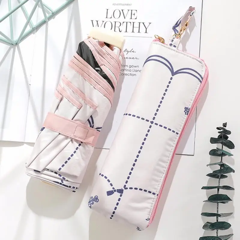 

Portable Travel Umbrellas Female Parapluie Small 3 Folding Umbrellas Girl Mini Pocket Cute Parasol Sunny Rain Anti-Uv Paraguas