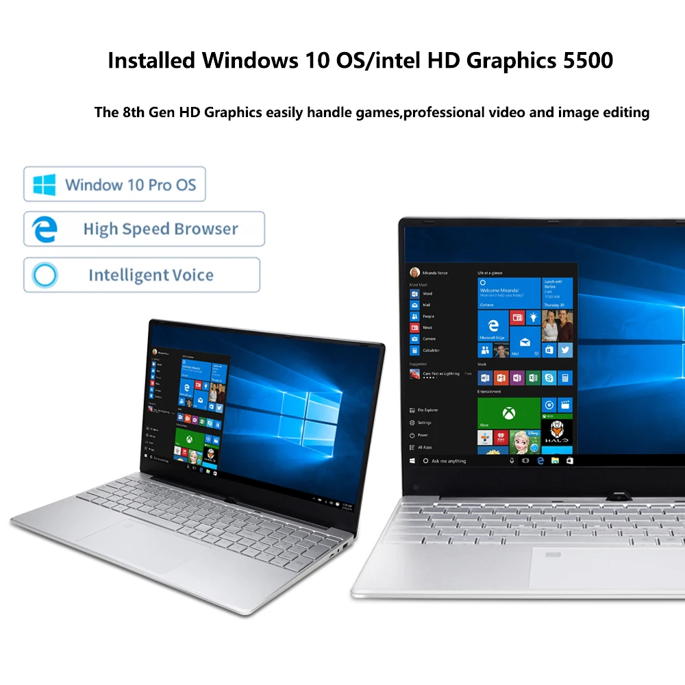 lower price 15.6 Inch Laptop Intel i3 8GB Notebook Windows 10 pro 1080P Fingerprint Unlock Full Size Layout Bac