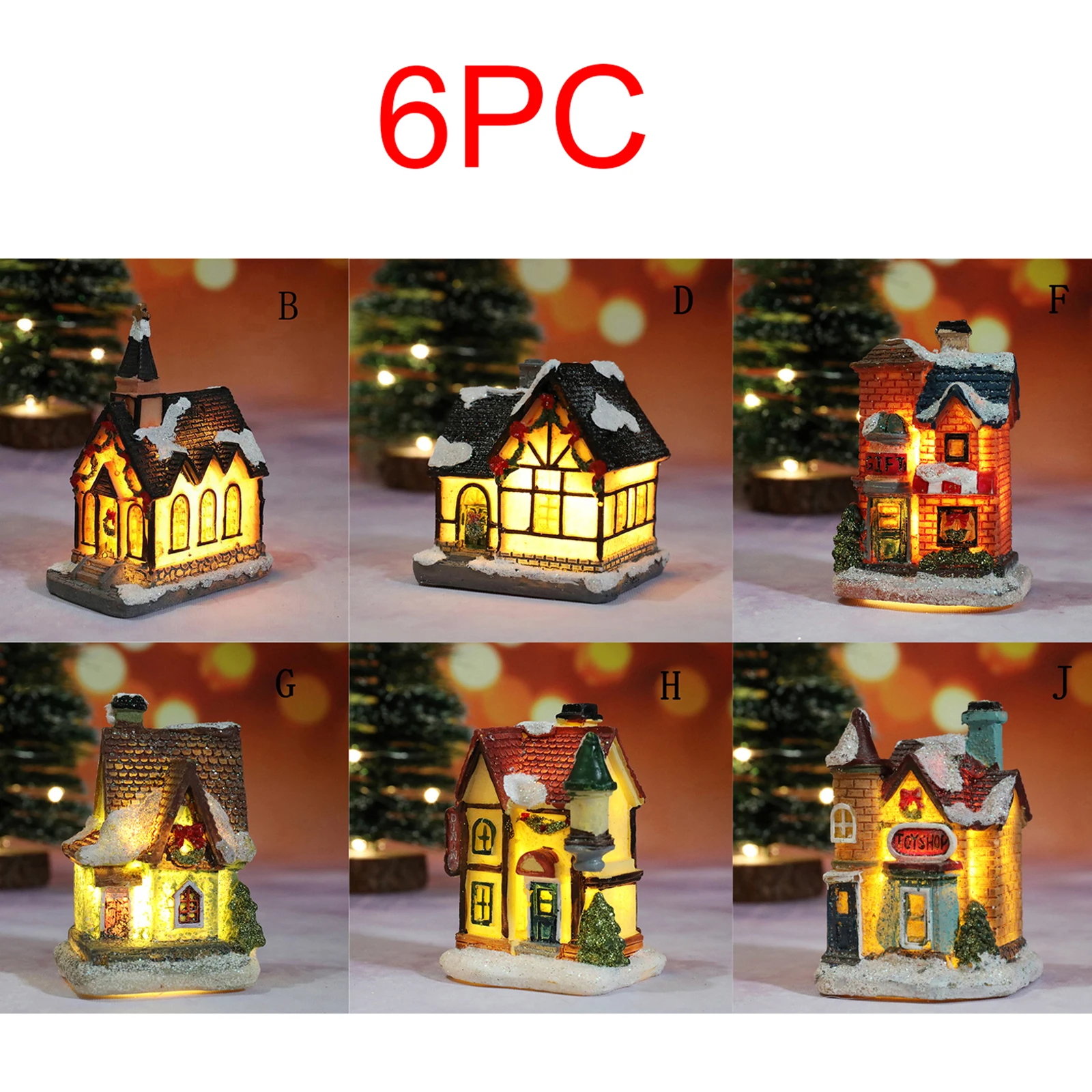 Christmas Church Village Lit House LED Lighted Mini House Christmas Collectible Battery Operated Christmas Xmas Landscape Decor