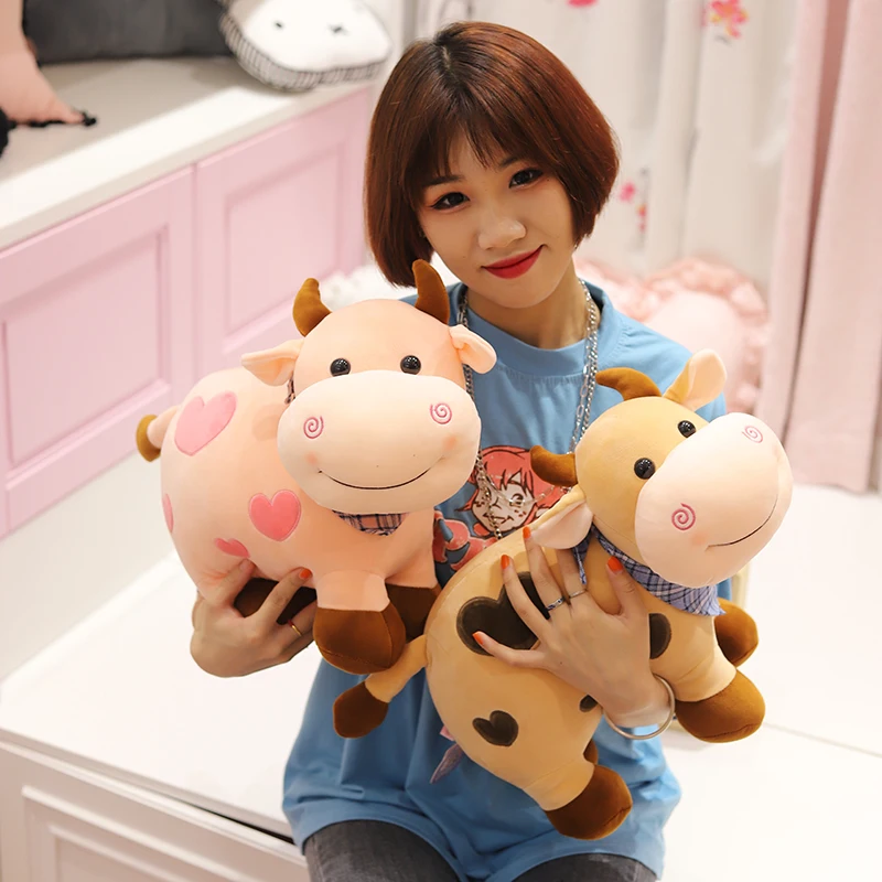 25/30/40CM 2021 NEW Cow Plush Toy Soft Bull Animal Pillow Kawaii Cattle Doll Kids Birthday Gifts Baby Sleeping Pillows | Игрушки и хобби