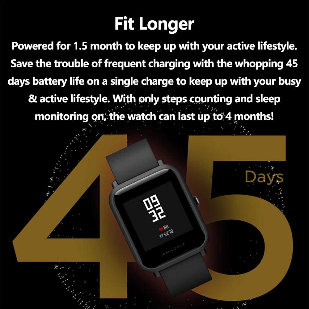 Глобальная версия Amazfit Bip Lite Смарт часы легкие умные с 45 днями в режиме ожидания GPS