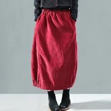 Осенне-зимняя юбка женская модная утепленная Вельветовая Теплая юбка Новая эластичная талия карман тонкий тип женская повседневная юбка