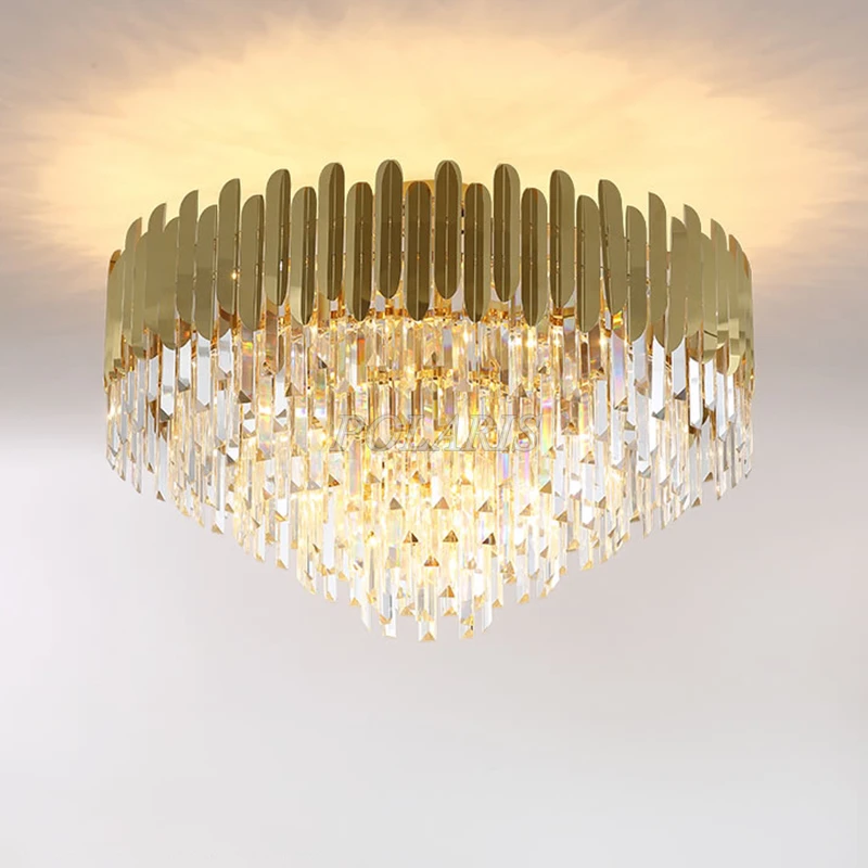 Современная хрустальная люстра, светильник ing Gold Cristal, подвесной светильник, подвесные лампы, внутреннее освещение