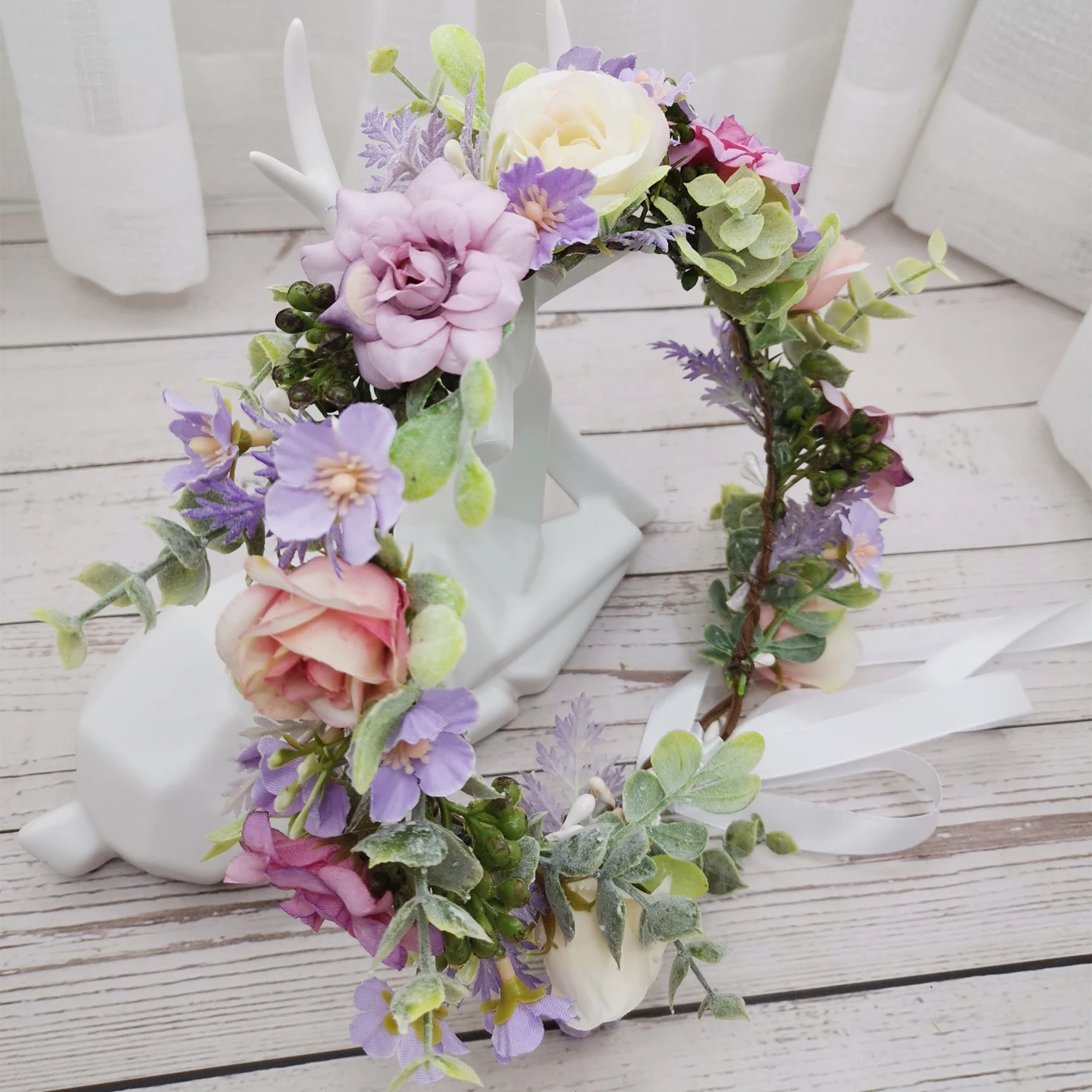 6pcs Pastoral Flowers Crowns Wreath Girls Headband Wedding