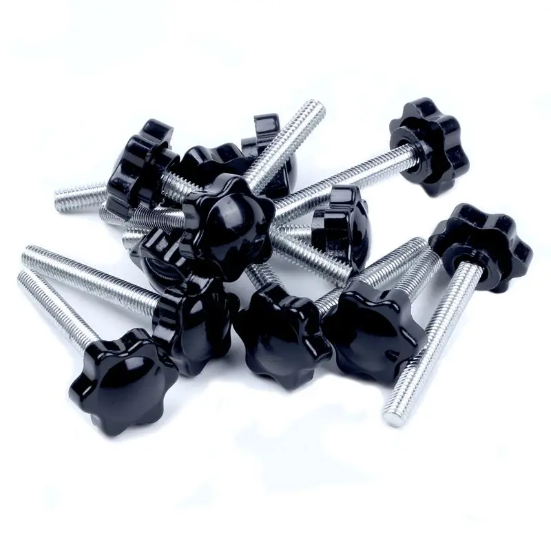 12x черный+ серебристый запасные части M6x45mm с наружной резьбой рифленая ручка звезда Ручка