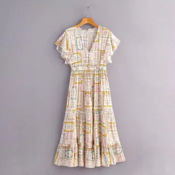 

Sy55-444 European and American fashion Printed DressWomen dress vestidos de verano summer dress