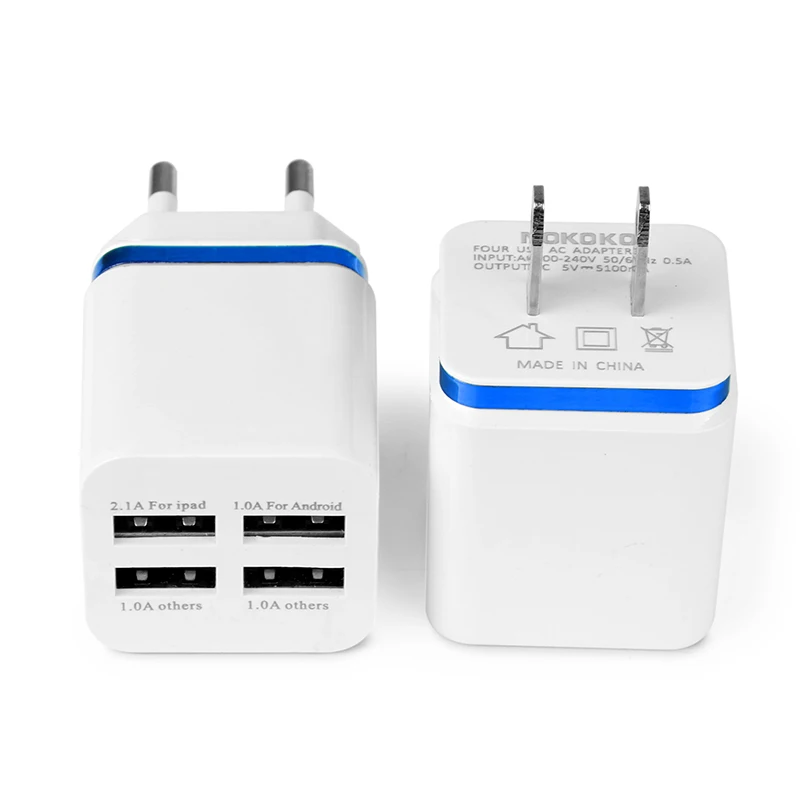 

Color Phnom Penh 2.1A 4-port USB Wall Charger Smart Travel Adapter universal charger plug for iPhone Samsung Xiaomi iPad