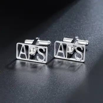 

Custom Mens Shirt Cufflinks Custom Stainless steel Name Cufflinks Buttons Geometry Rectangle Suit Cufflinks Men Jewelry Not Fade