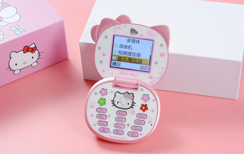Милый мини-телефон hello kitty для девочек K688+ четырехдиапазонный флип-мобильный телефон с мультипликационным принтом разблокированный детский мини-мобильный телефон с двумя sim-картами