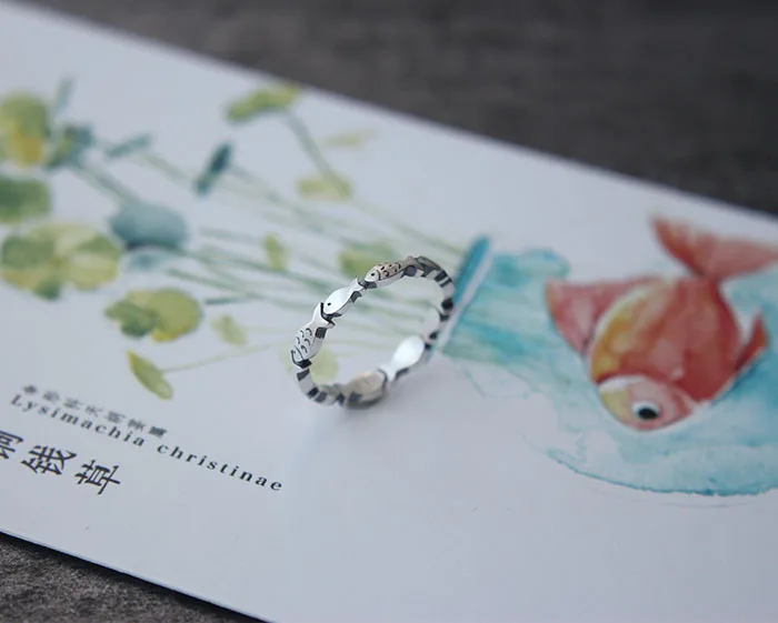 Bijoux Boho кольца с рыбками из стерлингового серебра 925 пробы для женщин женские кольца модные вечерние ювелирных изделий