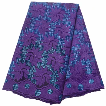 

5yards new purple lace fabric african nigerian lace 2019 high quality lace tulle lace fabric for women dress with stones