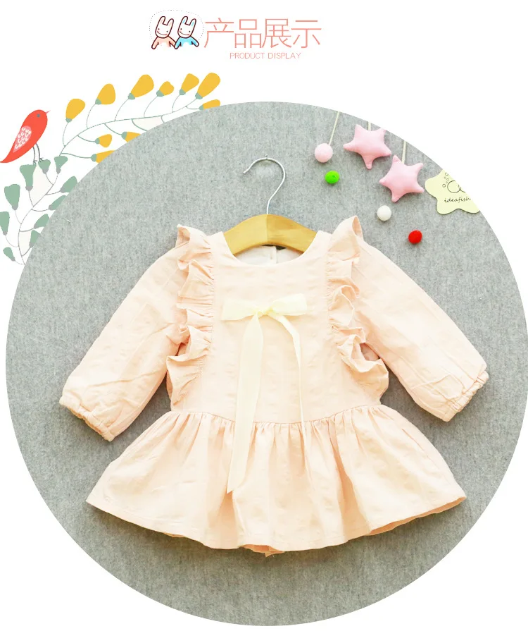 Сезон весна; стиль; Idea Fish; детская одежда для девочек; кружевное платье средней длины с бантом; 7206
