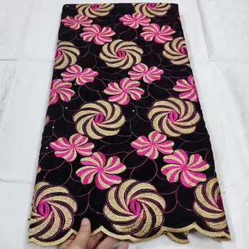 

(5yards/pc) very beautiful embroidered African cotton lace fabric black and pink Swiss voile lace for attractive dress CLL103
