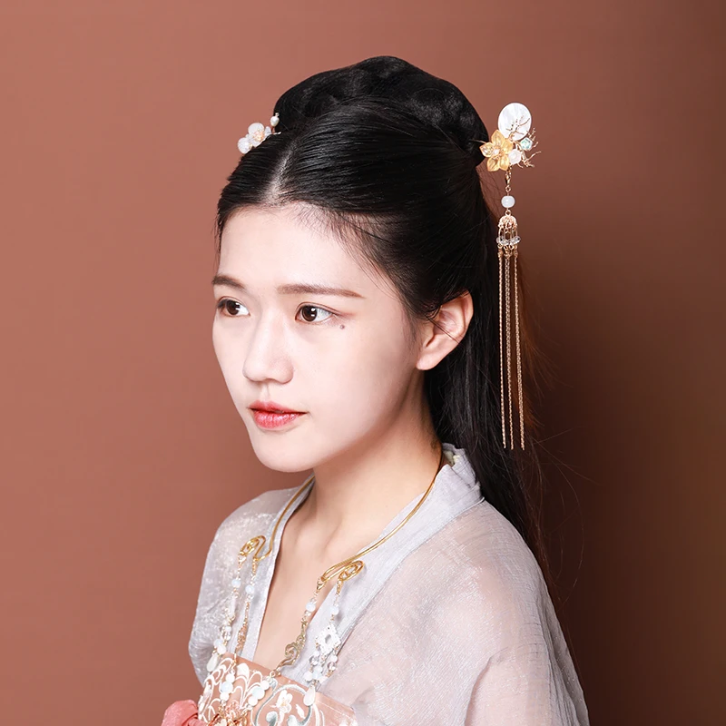 Классическая винтажная заколка для волос Kanzashi Шпилька, которая сотрясается при ходьбе китайские аксессуары для волос голова цветок заколка для волос ханьфу, косплей украшения для волос