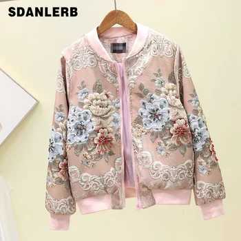 

2019 Autumn New Korean Loose Court Jacquard Jacket Women Luxurious Baseball Coat Femme Student Short Jackets Streetwear Zippers
