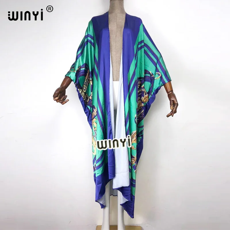 Bikini  cover-up traf Cotton Sweet Lady Pink Boho Print Self Belted Front Open Long Kimono Dress Beach Tunic Women Wrap Dresses
