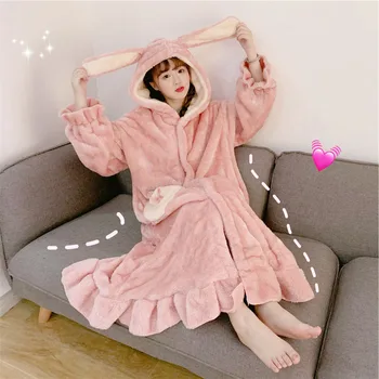 

Nightgowns Sleepshirts Sweet Loose Coral Velvet Women Robes Winter Polyester Full Laziness It Is