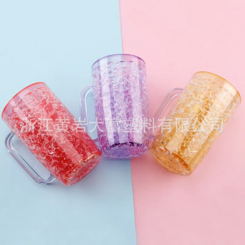 

28oz Multi-functional Cold Drink Ice Cup Large Capacity Double-layer Plastic Cup with Handle