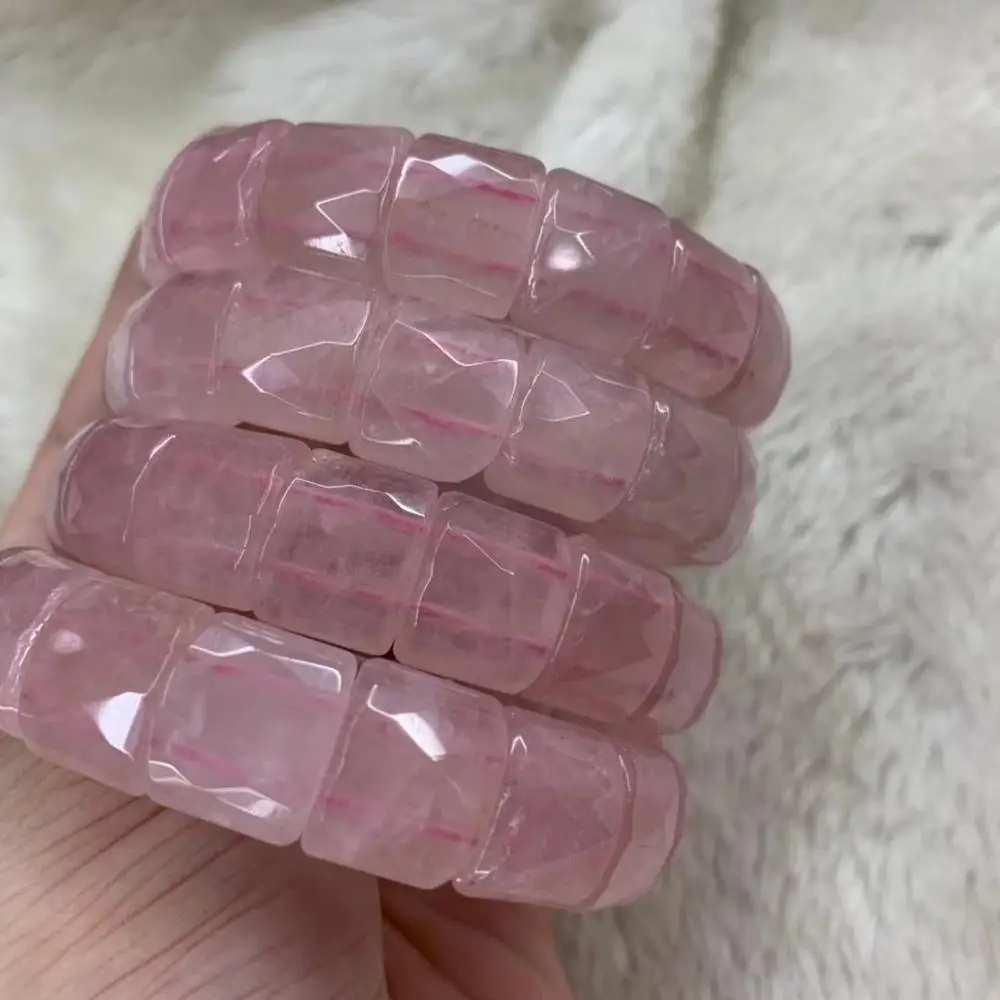 rose quartz stone beads bracelet natural gemstone jewelry bangle for woman for gift wholesale