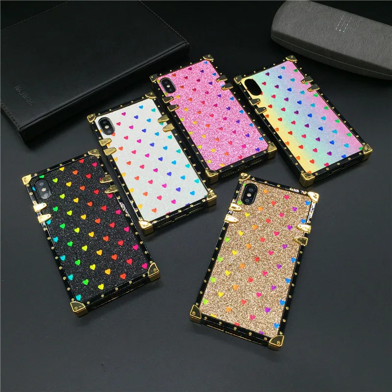 Роскошный брендовый блестящий чехол с Пчелкой для iPhone 12 X XS Max XR квадратный