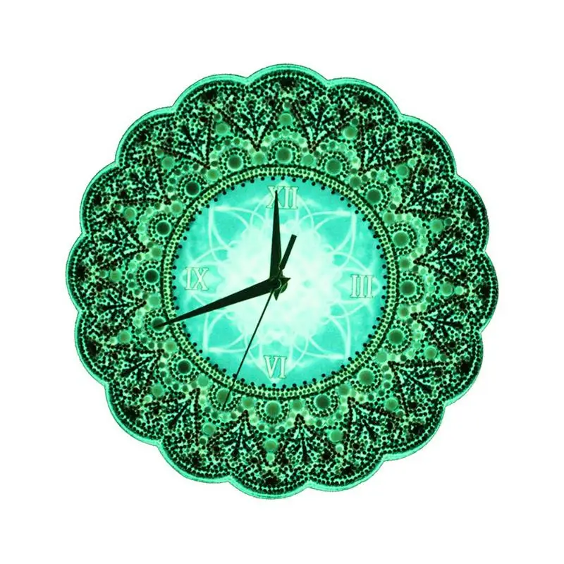 Мандала светящаяся Алмазная картина часы DIY полная дрель специальная в форме бриллианта картина крестиком настенные часы домашний Декор подарок