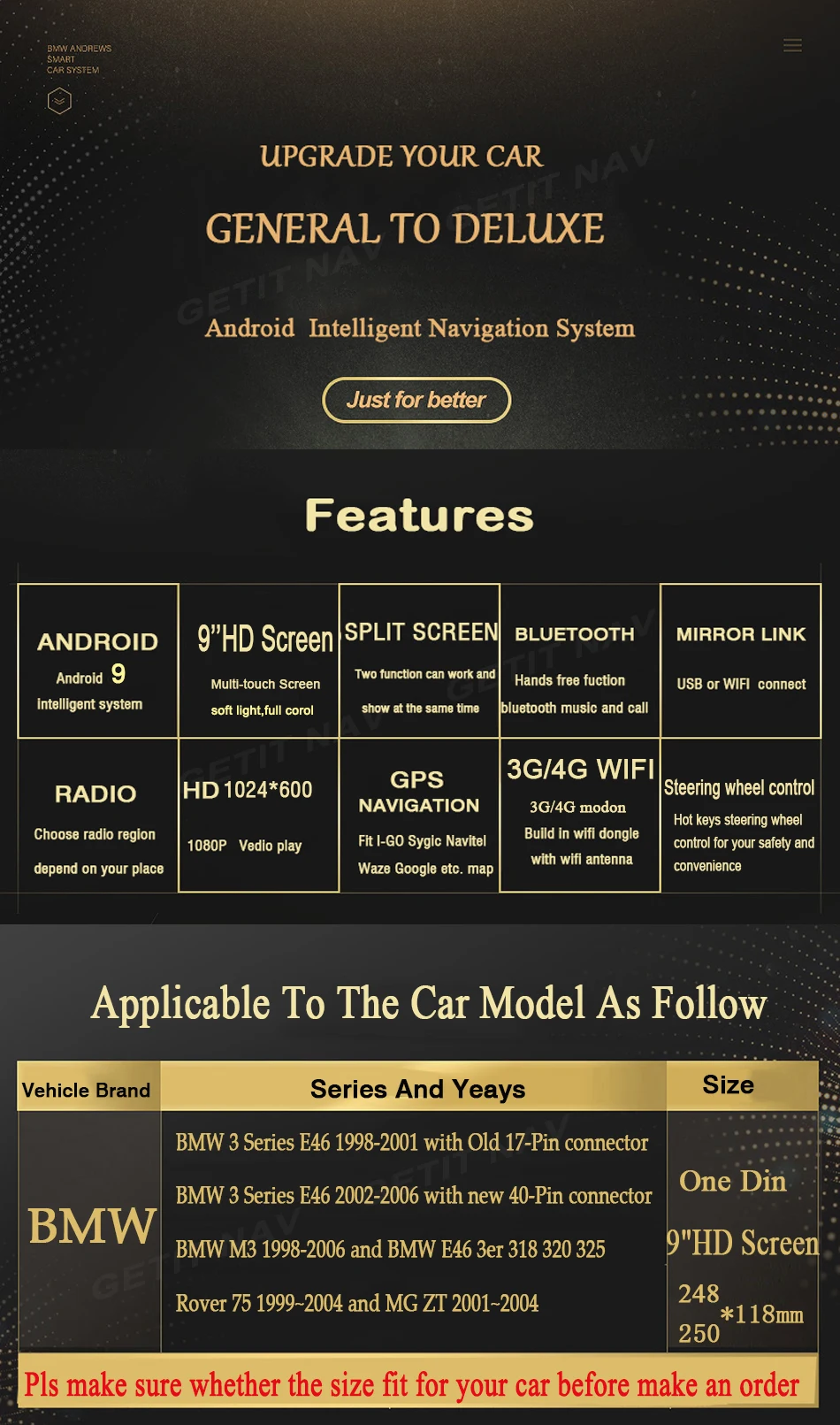 Flash Deal Fast delivered No ship cost Android 9.0 Car Multimedia Player For BMW E46 M3 318/320/325/330/335 Rover 75 1998-2006 Radio GPS 1