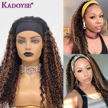 

Headband wigs Human Hair Deep Wave Wig with Highlights for Women Brazilian Remy Glueless Highlight Wig Ombre Human Hair Wig 180%