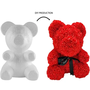 

1Pcs 20cm Artificial Flowers Foam Teddy Bear Of Roses Mold DIY Craft Wedding Birthday Party Valentine's Day Gift Decor
