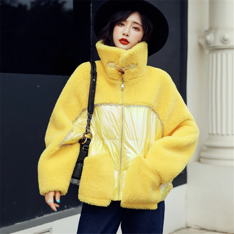 

2019 Winter New Fashion velvet fur one Down jacket Women Korean Loose lapels Parka Short White duck Down Coat Female P075