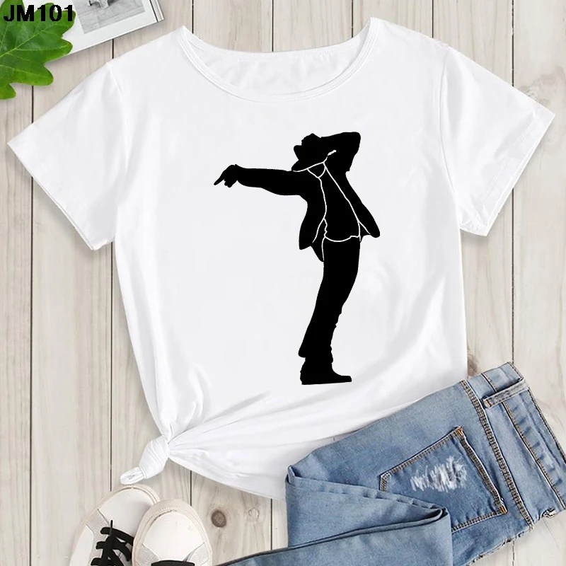 King Of Pop Michael Jackson Printed Tshirt Harajuku Women's Rock T Shirt Fashion Summer Short Sleeve Top Female T-shirt Clothing