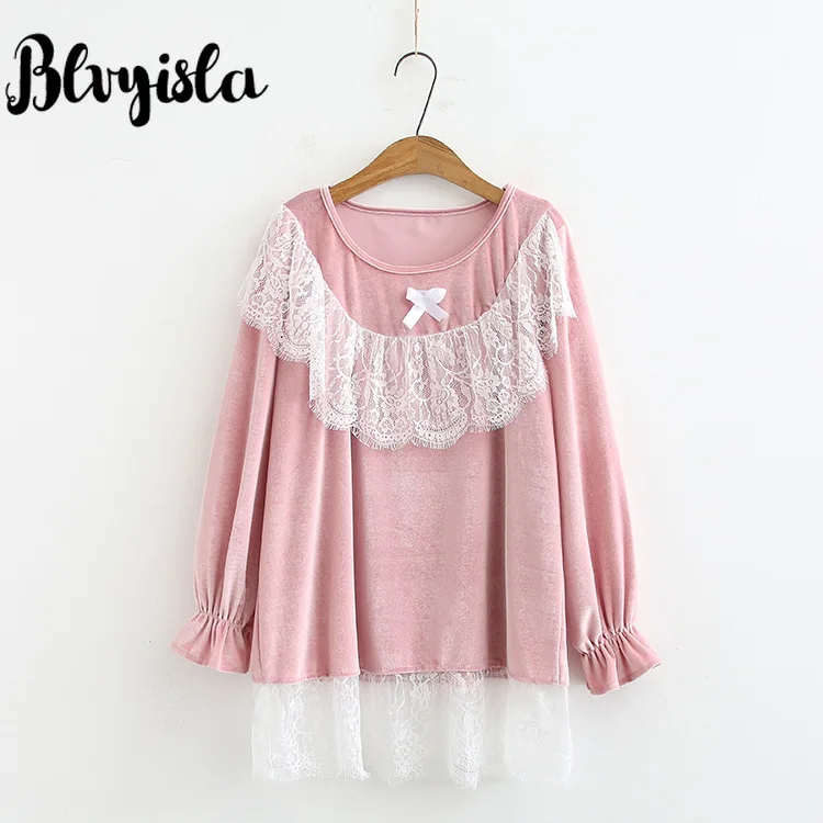 Blvyisla 6XL размера плюс, розовая бархатная Пижама, комплект из двух предметов, женский кружевной лоскутный зимний теплый пижамный комплект, более размера