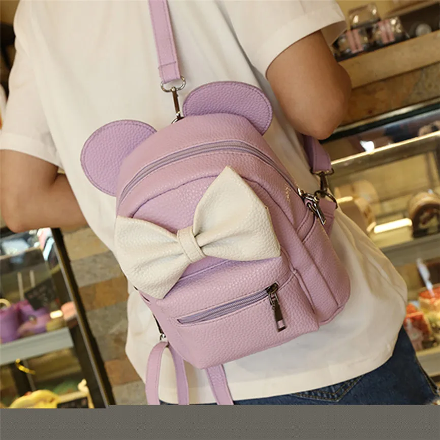 Light Purple Женские сумки Микки рюкзак новая женская мини-сумка Для женщин застежки-молнии для рюкзака Высокое качество корейский Для женщин сумка Bolsos De Mujer; большие размеры 40 - Цвет: Light Purple