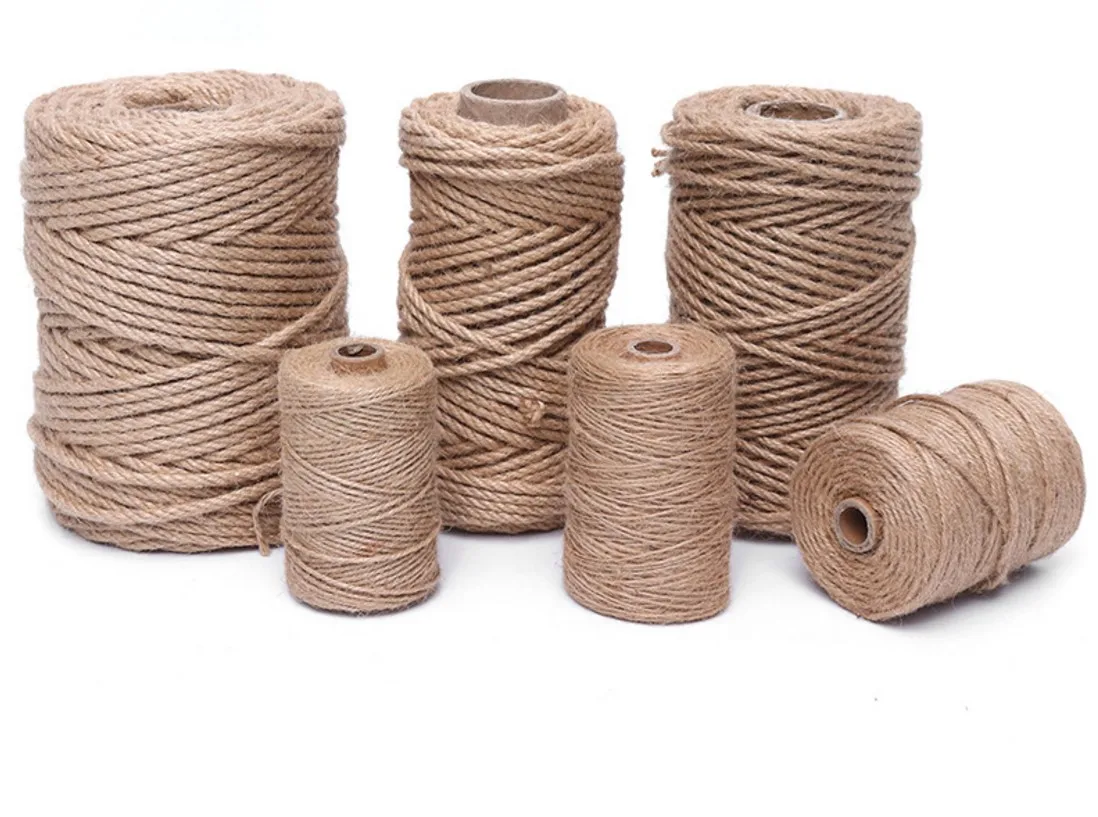 

Natural Hemp Rope Line Jute Craft Twisted Twine Braided Bondage Cord Sash 100% Burlap DIY Arts Crafts Decoration 100 meters/roll