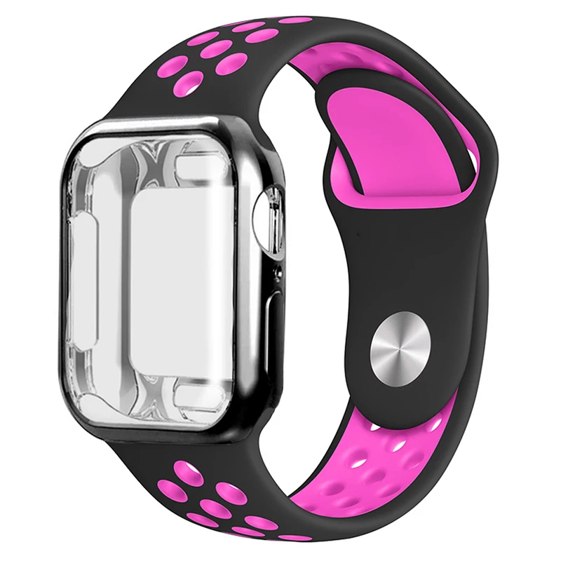Дышащий силиконовый спортивный ремень Apple Watch 5 4 3 2 1 42 мм 38 мм резиновый ремешок Nike+ Iwatch+ чехол 5 4 3 40 мм 44 мм