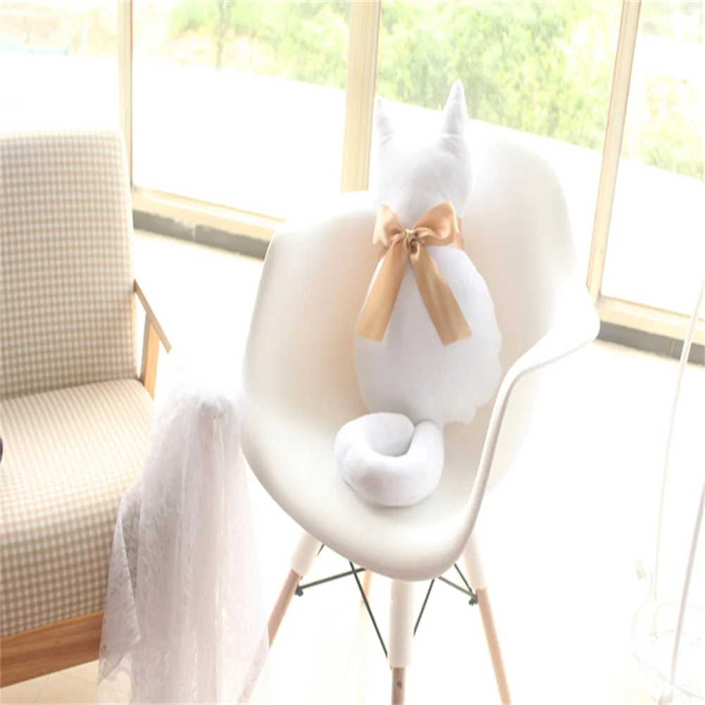 

Cute Stuffed Animal Plush Cat Toy Cat Back Shadow with Bowknot Cushion Pillow for Seat Sofa Bed Room Interior Decoration Gift